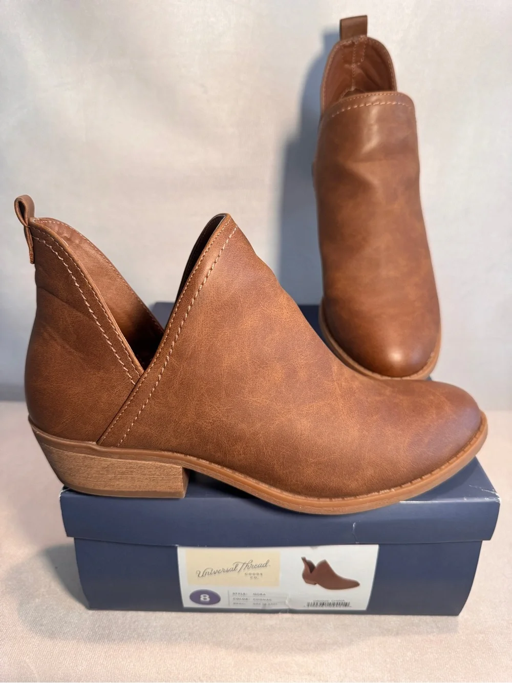 Universal Thread Cognac Brown Slip-On Ankle Booties